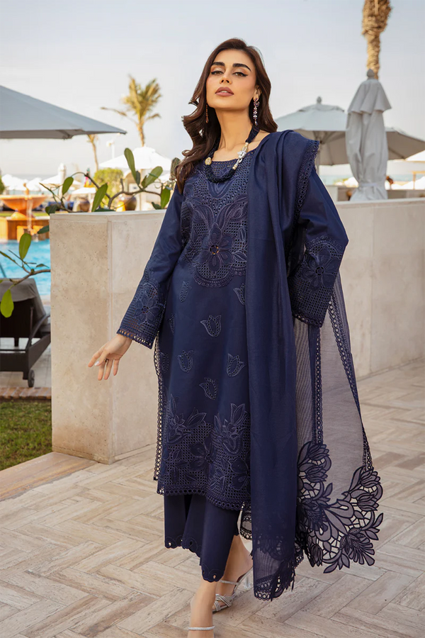 Rang Rasiya 3PC Lawn Embroidered Shirt with Embroidered Khadi Net Dupatta - GA2018