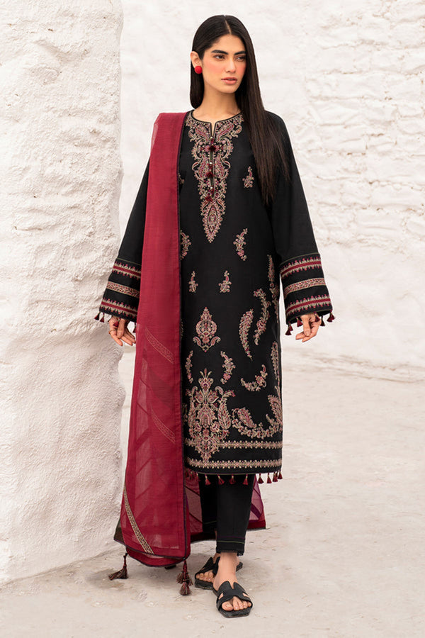 Jazmin 3PC Embroidered Karandi Suit with Printed whool shawal-NA2112