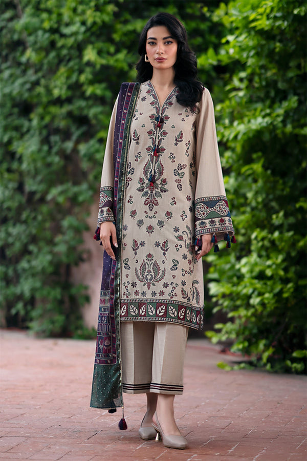 Jazmin Embroidered Dhanak 3pc with Whool Shawal- GA1973