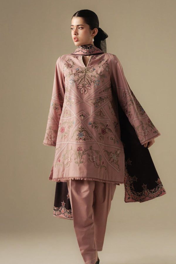 Zarashah Jahan Embroidered Dhanak 3pc with Printed Shawl- NA2123