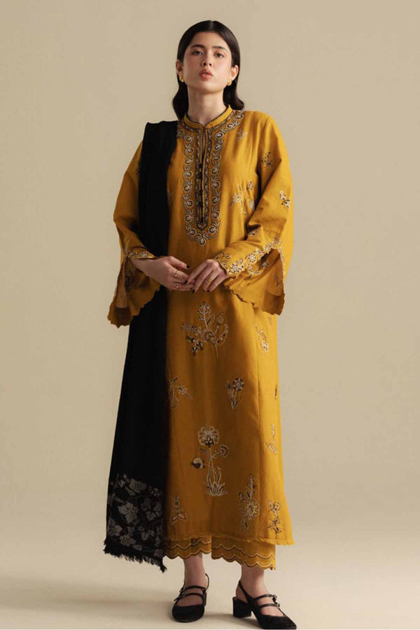 Zarashah Jahan Embroidered Dhanak 3pc with Printed Shawl- NA2118