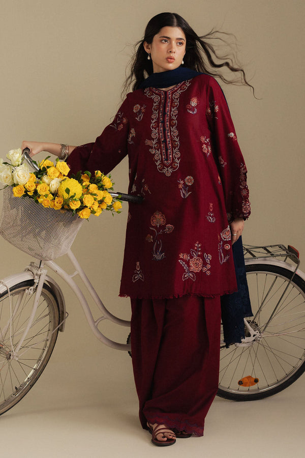 Zarashah Jahan Embroidered Dhanak 3pc with Printed Shawl- NA2121