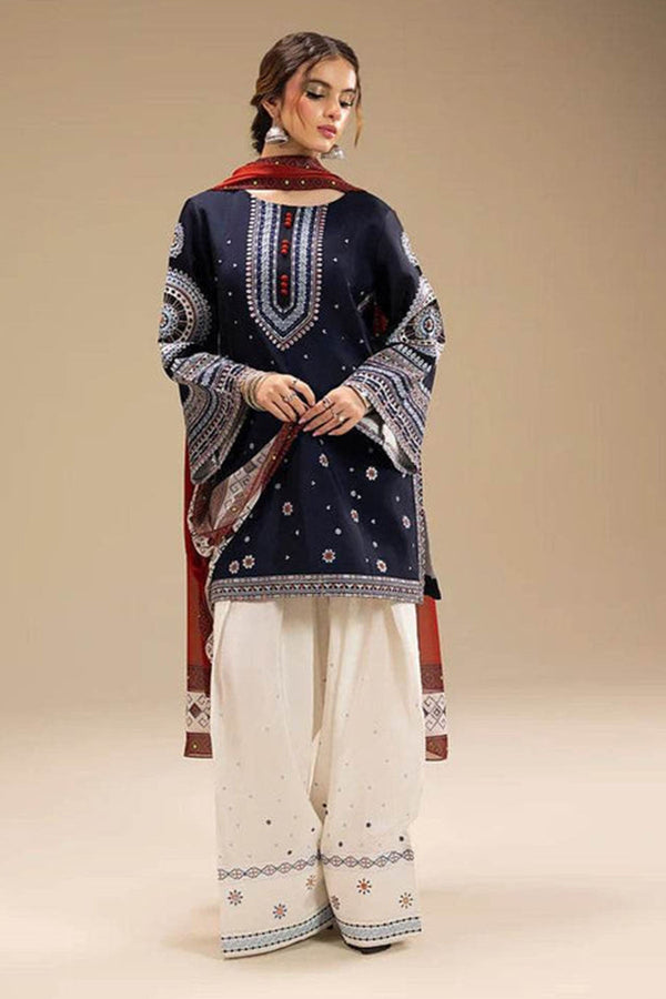 Jazmin Embroidered Dhanak 3pc with Printed Shawl- NA2122