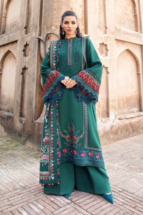 Maria B 3PC Embroidered Karandi Suit with Printed whool shawal-NA2100