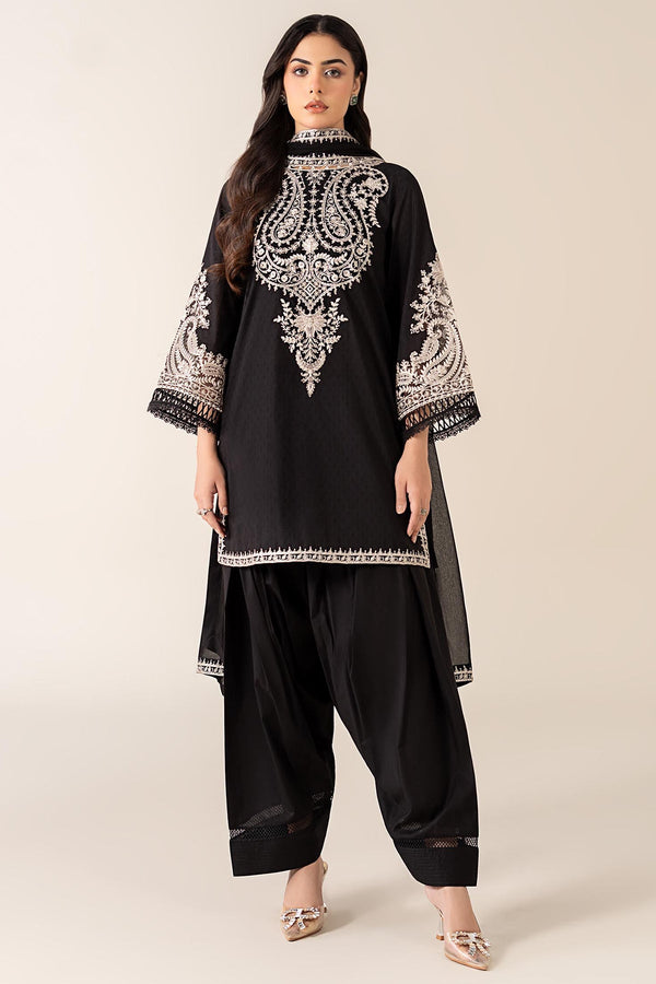 Maria B 3PC Embroidered Dhanak Suit with Embroidered Shawal -GA2054