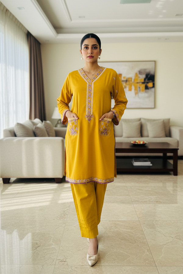 Zooj Original Parvaneh Embroidered Dhanak Winter 2PC - Zj009