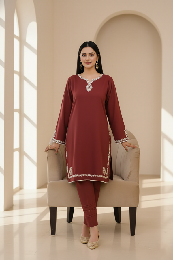 Zooj Original Banafsheh Embroidered Dhanak Winter 2PC - Zj007