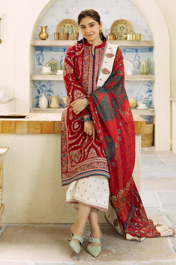 Zara Shahjahan Embroidered Dhanak 3pc with Printed whool Shawal - GA18090