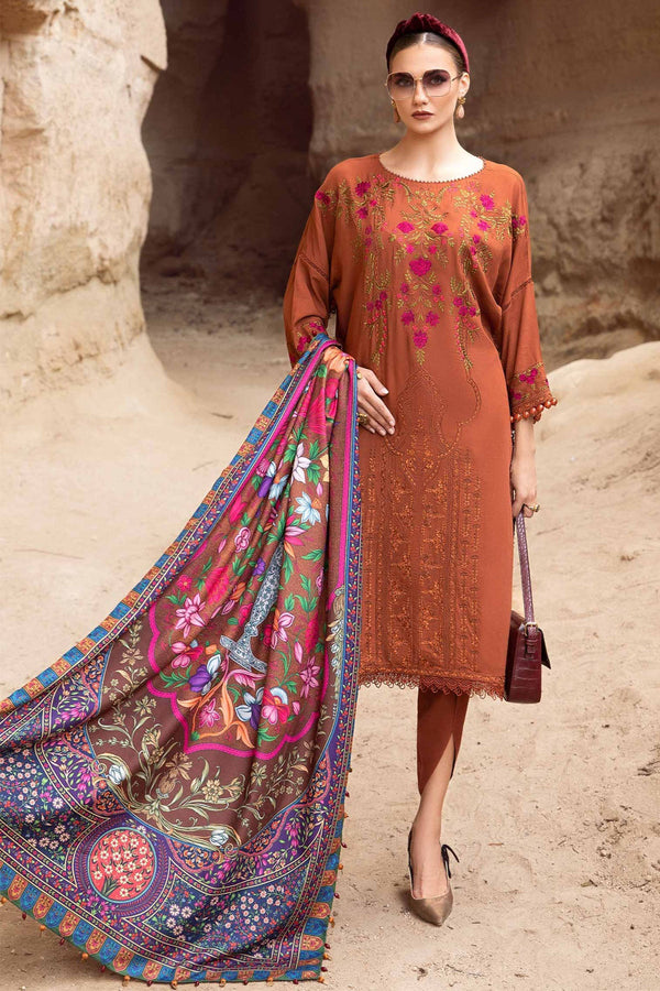 Maria b Embroidered Dhanak 3pc with Whool Shawal- GA1976