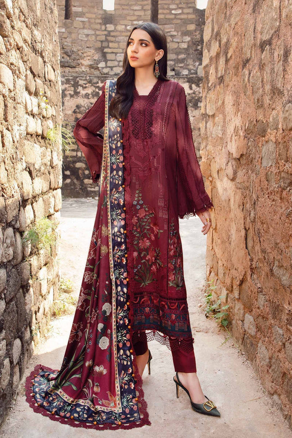 Maria B 3PC Embroidered Karandi Suit with Printed whool shawal-NA2099
