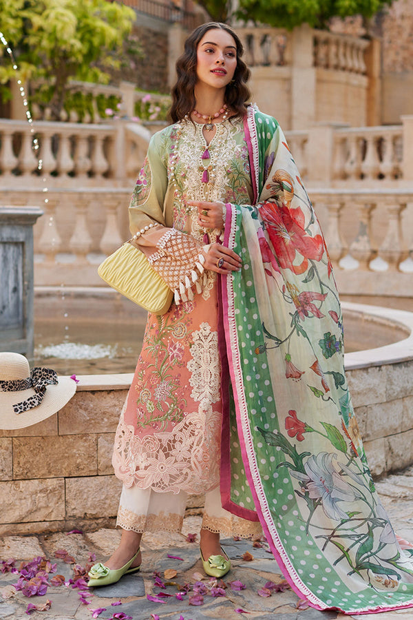 Mushq Te Amo 3Pc Luxury Embroidered Lawn with Printed Slub Net Dupatta - GA1867