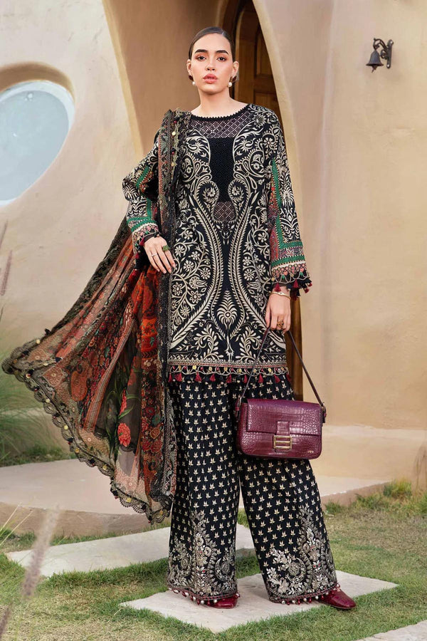 Maria B Embroidered Khaader 3pc with Printed Shawal- NA2135