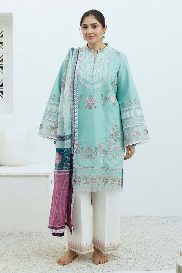 Zara Shahjahan Embroidered Lawn 3pc with Silk Printed Chiffon Dupatta - GA1887