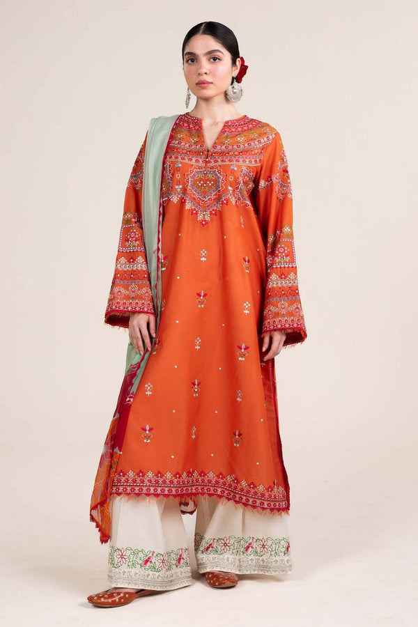 Zara Shahjahan Embroidered Dhanak 3pc with Whool Shawal- GA1968