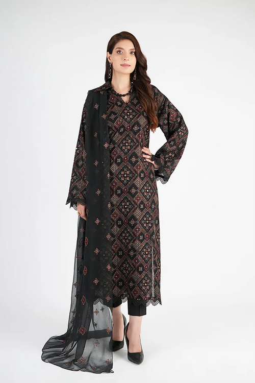 bareeze black dress Bareeze Embroidered Dhanak Suit Unstitched 3 Piece - Luxury Collection  Bareeze Embroidered Dhanak Suit Unstitched 3 Piece main image 0