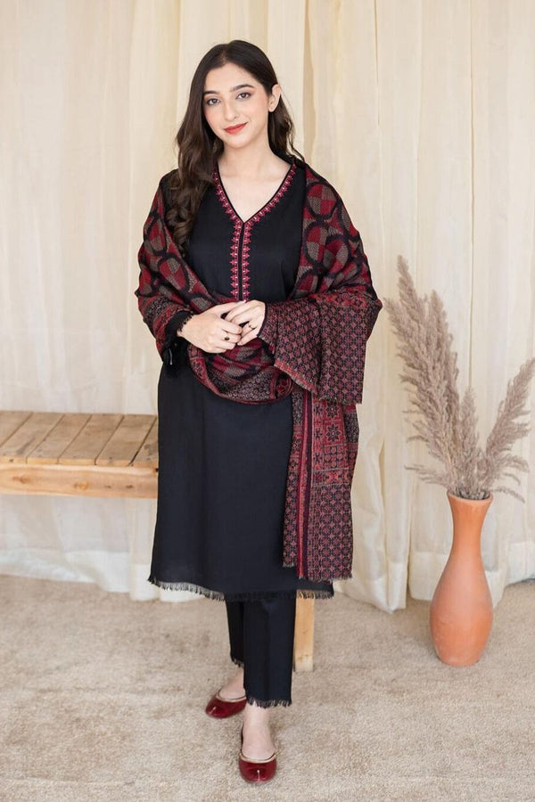 Aisling Winter 3PC Embroidered Dhanak Suit with Heavy Embroidered Shawal -NA2104