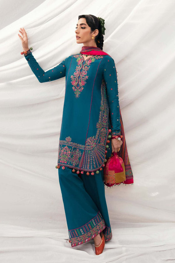 Hussain Rehar 3PC Embroidered Karandi Suit with Printed whool shawal-NA2096