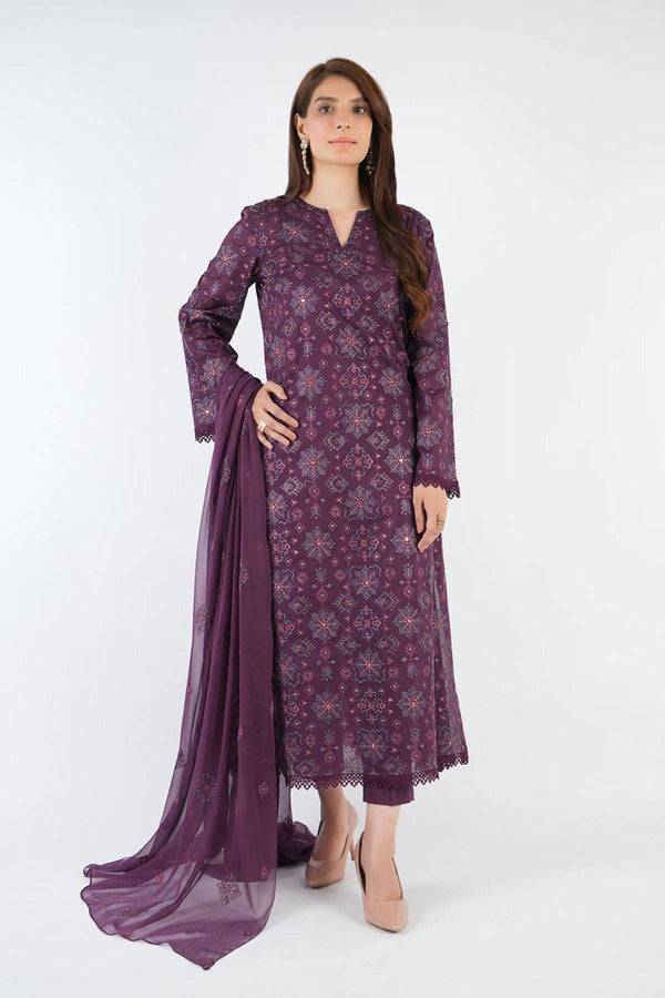 Bareeze 3PC Embroidered karandi Suit with Embroidered Shwal -NA2145