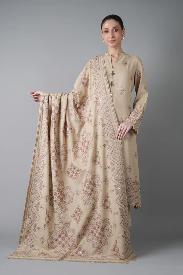 Bareeze 3PC Embroidered karandi Suit with Embroidered Shwal -NA2150