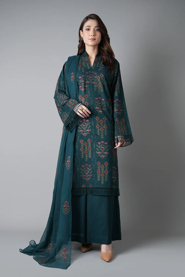 Bareeze 3PC Embroidered karandi Suit with Embroidered Shwal -NA2148