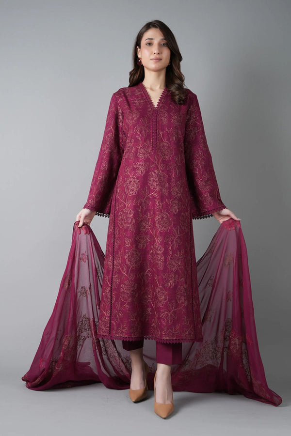 Bareeze 3PC Embroidered karandi Suit with Embroidered Shwal -NA2147
