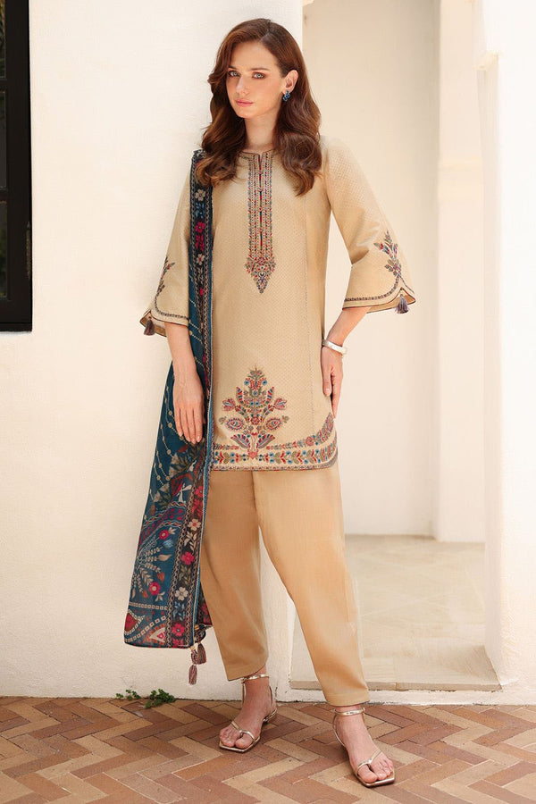 Jazmin Embroidered Dhanak 3pc with Printed Shawal- NA2133