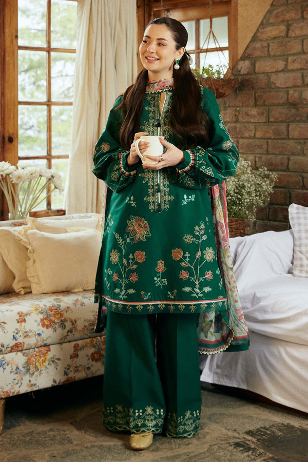 Zara Shahjahan Embroidered Lawn 3pc with Printed Chiffon Dupatta- GA1902