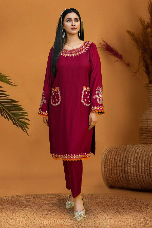 Zooj Original Yashal Embroidered Dhanak Winter 2PC - Zj014