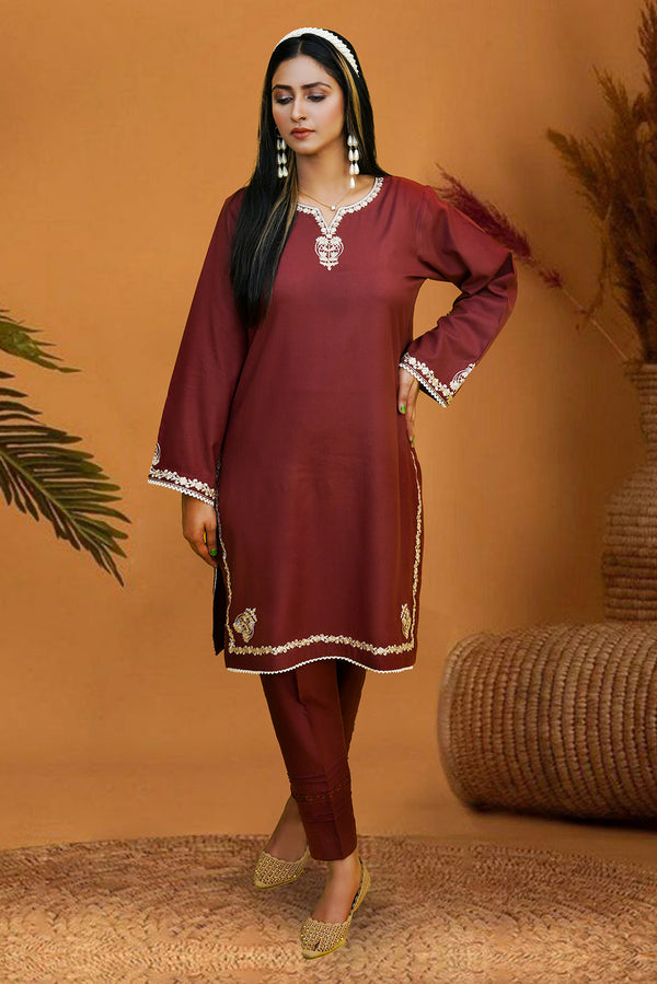 Zooj Original Banafsheh Embroidered Dhanak Winter 2PC - Zj007