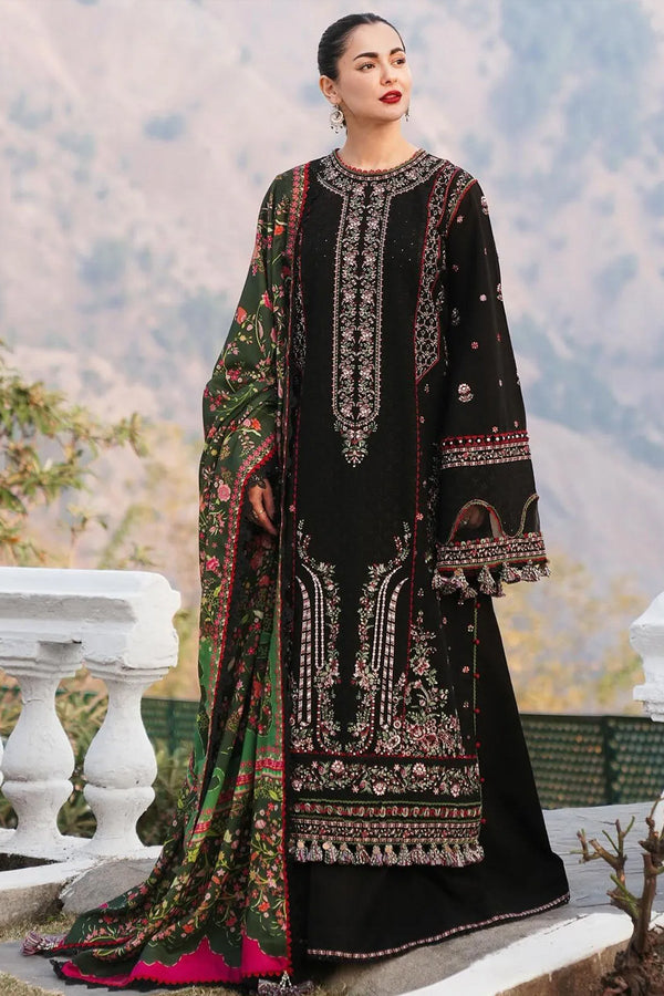 Hussain Rehar 3PC Embroidered Lawn Suit with Printed Cotton Net Dupatta -GA2006