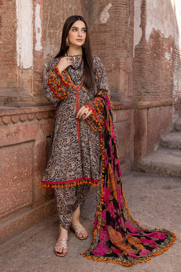Maria B 3PC Printed Lawn Suit with Printed Chiffon Dupatta -GA2046