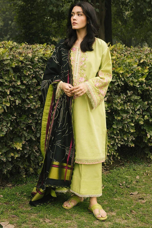 Zara Shajahan Embroidered Lawn 3pc with Organza dupatta-GA1695