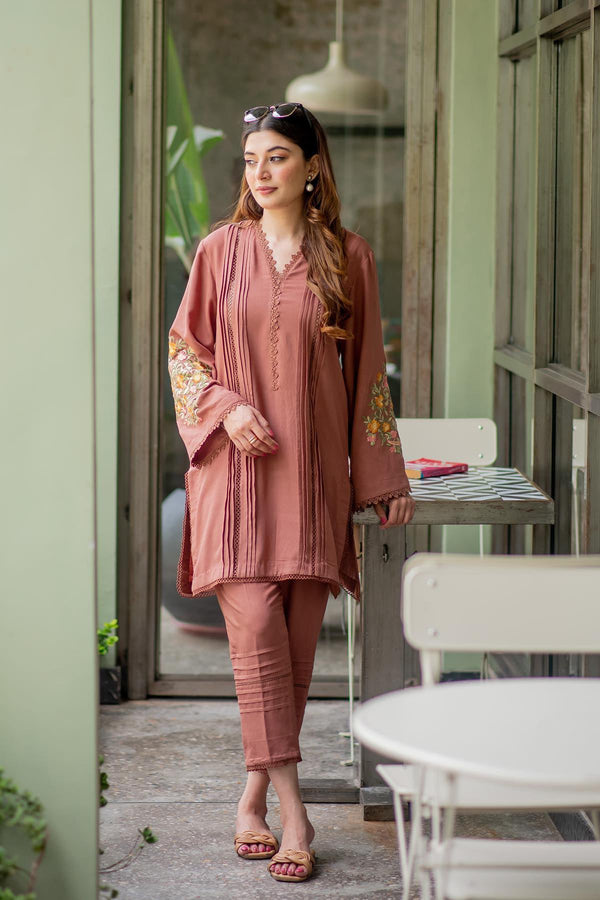 S&A Winter 2PC Fully Embroidered Dhanak Suit -GA102190