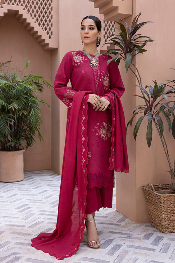 Winter 3PC Embroidered Dhanak with Whool Shawl - GA1772