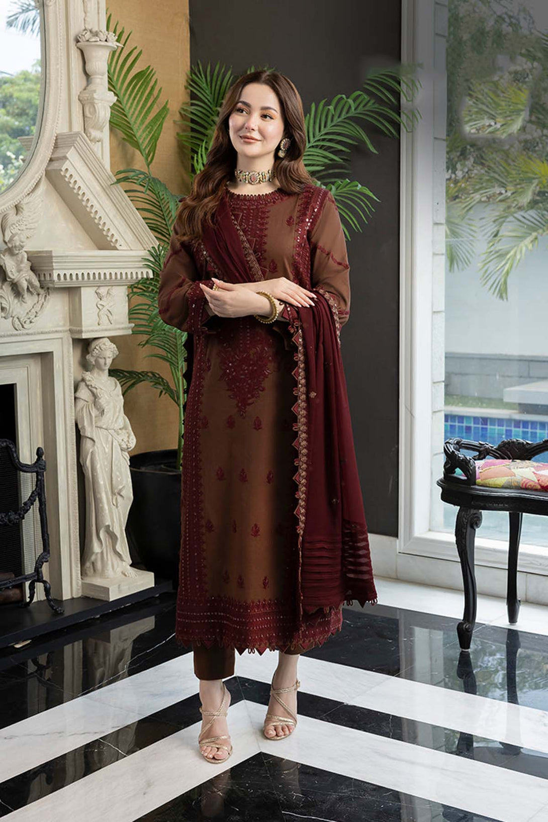 Asim Jofa Embroidered Lawn 3pc with Embroidered Chiffon Dupatta- NA182 Natives Asim Jofa Embroidered Lawn 3pc with Embroidered Chiffon Dupatta- NA182 Natives