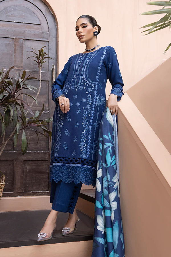 Winter 3PC Embroidered Dhanak with Whool Shawl - GA1773