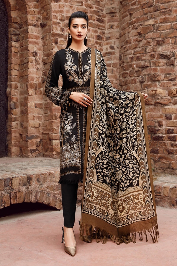 Maria B 3PC Fully Embroidered Dhanak Suit - GA1606